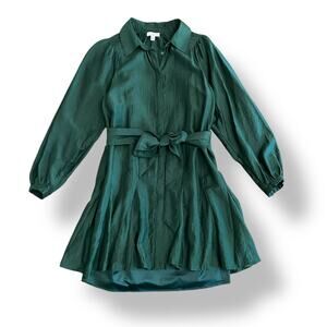 Current Air Elias Mini‎ Dress Pleated Shoulders in jewel green Size Large
